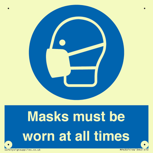 Masks must be worn at all times